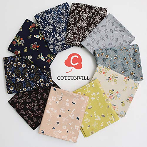 COTTONVILL 20COUNT Cotton Print Quilting Fabric Quarter 10pcs, 04...