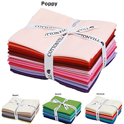 COTTONVILL 20COUNT Cotton Solid Quilting Fabric Quarter 12pcs, 99...