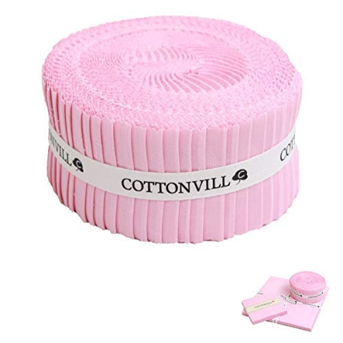 COTTONVILL Cotton Solid Precut Quilting Fabric Bundle 42 pcs, Pink...