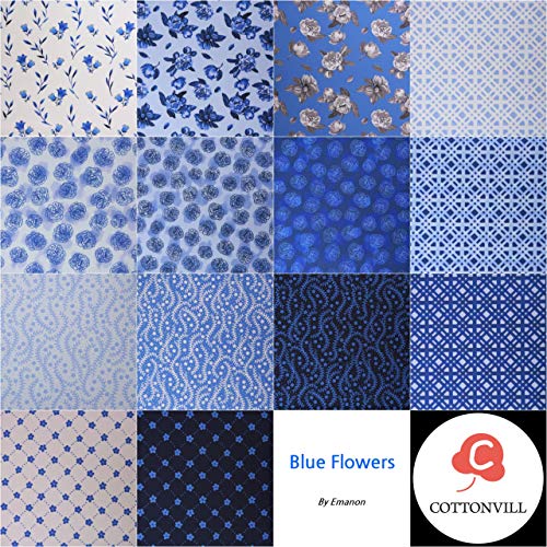 COTTONVILL EMANON Collection 20count Cotton Print Fabric Fat Quar...