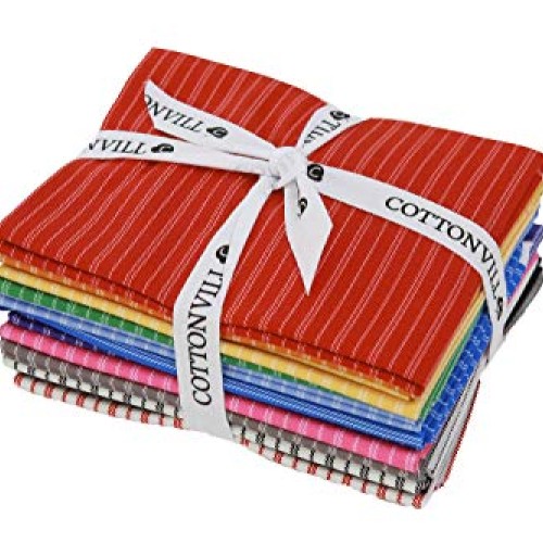 COTTONVILL EMANON Stripe Lazy Gingham 20COUNT Cotton Print Fabric ...