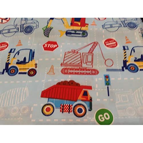 Construction Light Blue Fabric by The Yard Fat Quarter