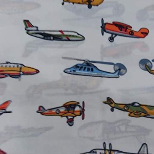 Country Snuggles Aircraft White Fabric by The Yard 1/2 Yard