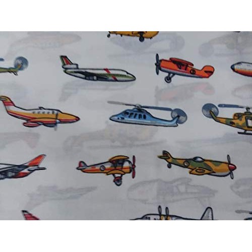 Country Snuggles Aircraft White Fabric by The Yard 1/2 Yard