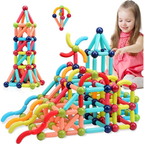 COUOMOXA Magnetic Building Blocks for Toddlers: STEM Educational Toys for 3 4 5+ Years Old Kids - Magnetic Stick Montessori Game for Family for Boys Girls 3-5