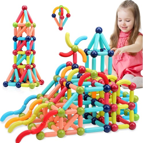 COUOMOXA Magnetic Building Blocks for Toddlers: STEM Educational Toys for 3 4 5+ Years Old Kids - Magnetic Stick Montessori Game for Family for Boys Girls 3-5