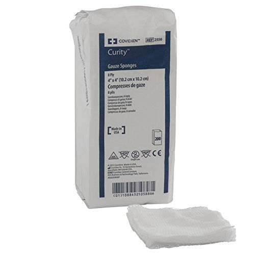 Covidien 2556 Curity Gauze Sponge, Non-Sterile, 4 x 4, 8-Ply Pa...