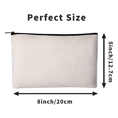12 Pack Canvas Pencil Pouch DIY Craft Blank Makeup Bags with Zippe...