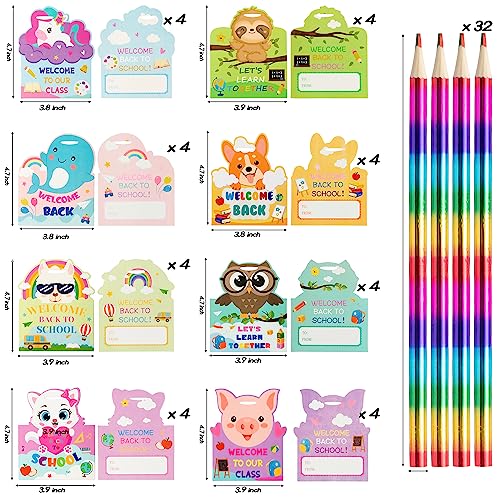 CPicdn 64Pcs Back to School Pencils Cards Set Cartoon Animal Cards...