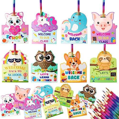 CPicdn 64Pcs Back to School Pencils Cards Set Cartoon Animal Cards...