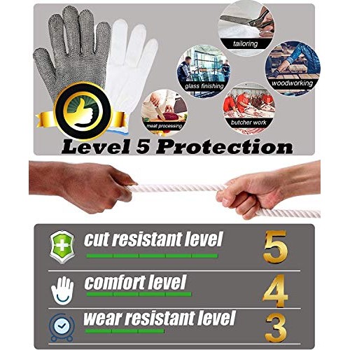 Safety Work Gloves Stab Resistant 316 Stainless Steel Metal Mesh B...