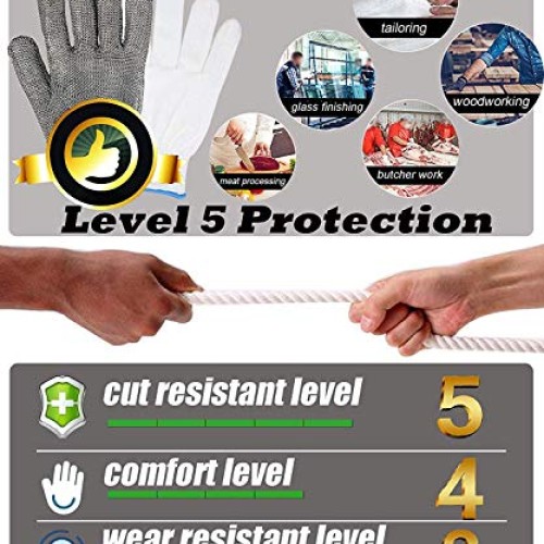 Safety Work Gloves Stab Resistant 316 Stainless Steel Metal Mesh B...