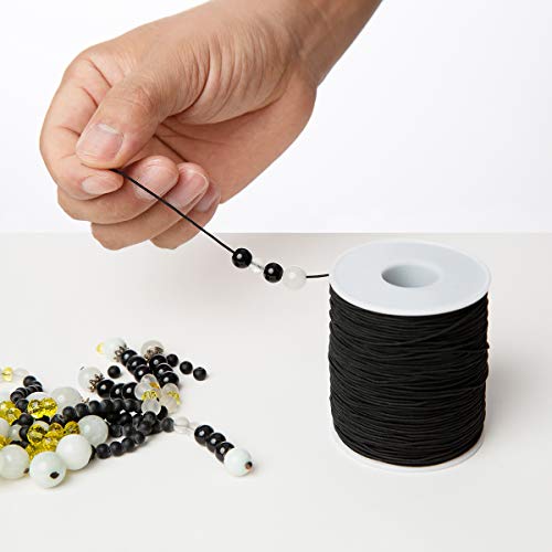 Crafare 1mm Black Elastic Cord Beading Thread Stretch String for H...