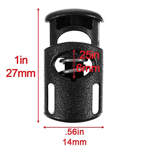 1/4 Inch Black Ellipse Cord Lock Clamp Toggle Stop Slider for Para...
