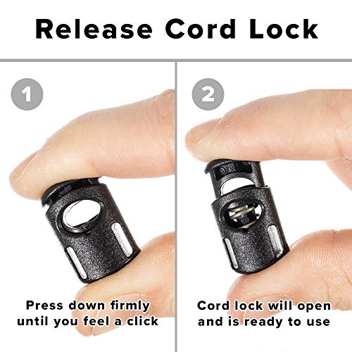 1/4 Inch Black Ellipse Cord Lock Clamp Toggle Stop Slider for Para...