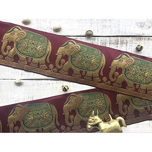 Gold and Maroon Indian Border Trim in A Jacquard Style for Sewing ...