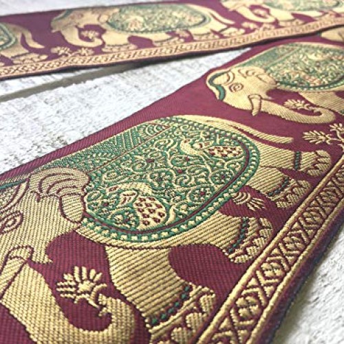 Gold and Maroon Indian Border Trim in A Jacquard Style for Sewing ...