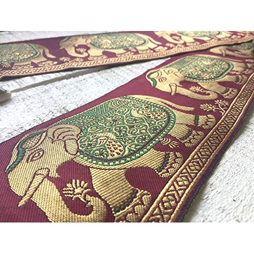Gold and Maroon Indian Border Trim in A Jacquard Style for Sewing ...