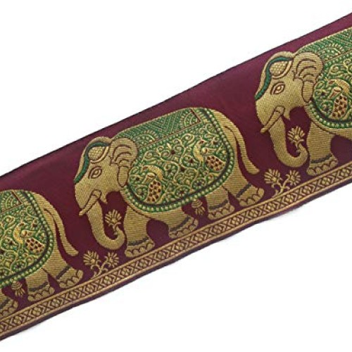 Gold and Maroon Indian Border Trim in A Jacquard Style for Sewing ...