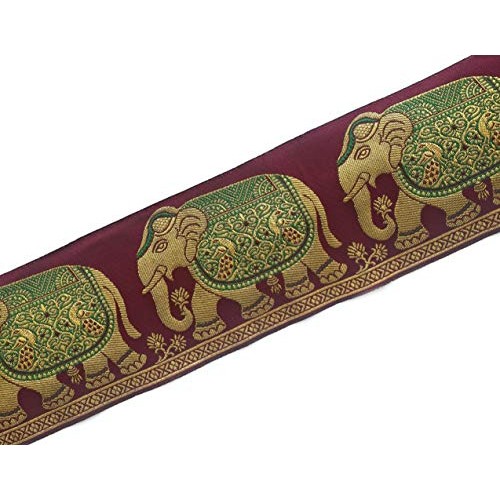 Gold and Maroon Indian Border Trim in A Jacquard Style for Sewing ...