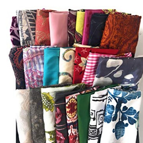 Scrap Fabric Bundle - Assorted Pack of Silk, Silk Blend, Linen, Po...
