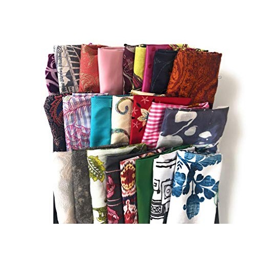 Scrap Fabric Bundle - Assorted Pack of Silk, Silk Blend, Linen, Po...