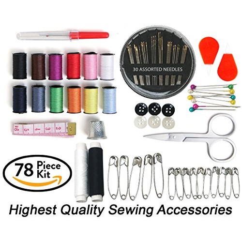 Craftlab Best Mini Sewing Kit with Sewing Survival Ebook, 78 Emerg...