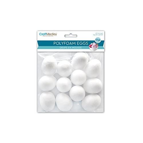 CraftMedley PE001 Polyfoam Eggs, 1.77in x1.4in, 12/pk, 1.77 x 1.4