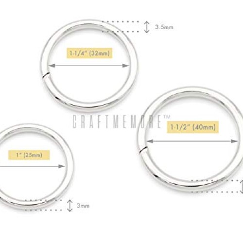 CRAFTMEmore O-Ring Findings Metal Non-Welded O Rings for Belts Bag...