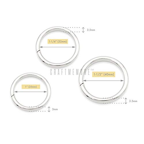 CRAFTMEmore O-Ring Findings Metal Non-Welded O Rings for Belts Bag...