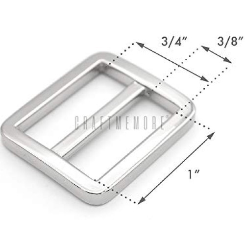 CRAFTMEMORE Flat Metal Slide Buckle Triglide Strap Keeper Leatherc...
