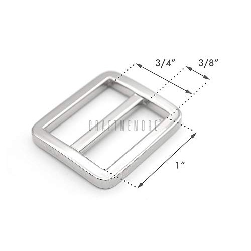CRAFTMEMORE Flat Metal Slide Buckle Triglide Strap Keeper Leatherc...