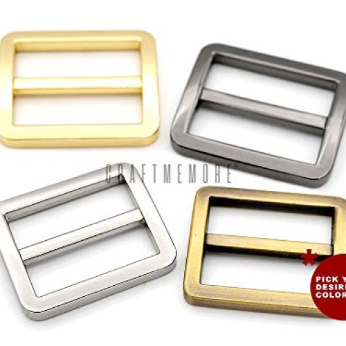 CRAFTMEMORE Flat Metal Slide Buckle Triglide Strap Keeper Leatherc...