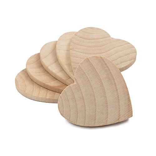 1-1/2 Wood Hearts, Natural Unfinished Wood Heart Cutout Shape, 1...
