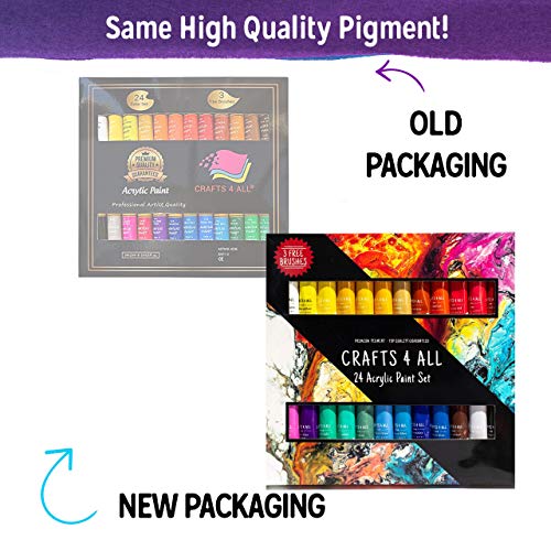 Acrylic Paint Set 24 Colors by Crafts 4 ALL Perfect for Canvas, Wo...