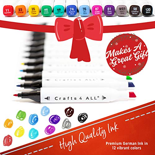Crafts 4 ALL Fabric Markers Pens Permanent 12 Bright Dual TIP Fabr...