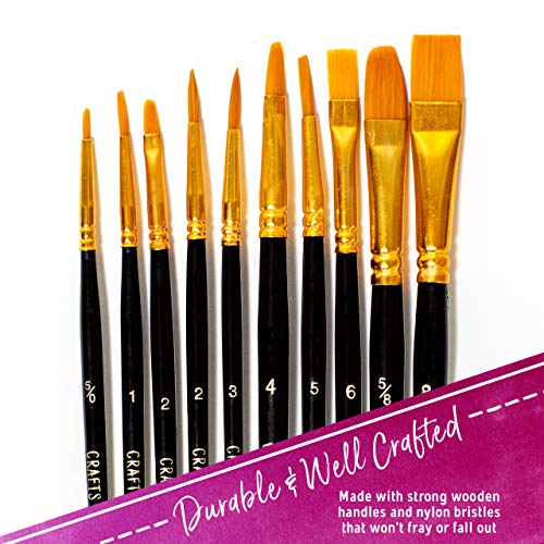 Crafts 4 All Paint Brushes Set 10 Pieces Professional Fine Tip Pai...