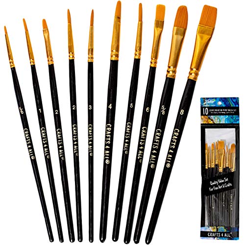Crafts 4 All Paint Brushes Set 10 Pieces Professional Fine Tip Pai...