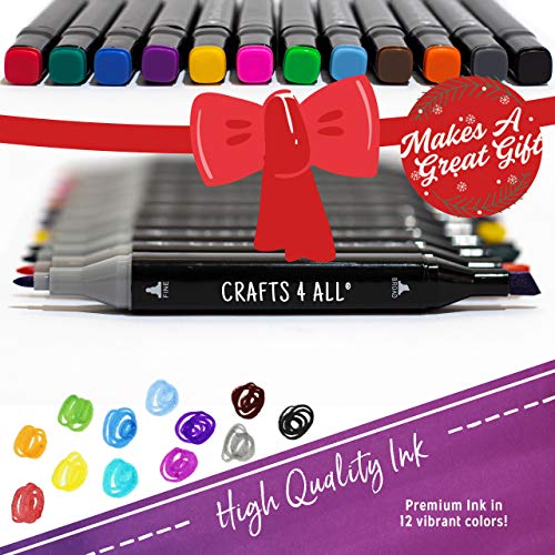 Fabric Markers Pens Permanent 12 Pack Dual Tip Minimal Bleed Rich ...