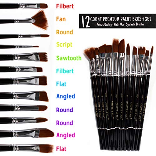 Paint Brushes 12 Set Professional Paint Brush Round Pointed Tip Ny...
