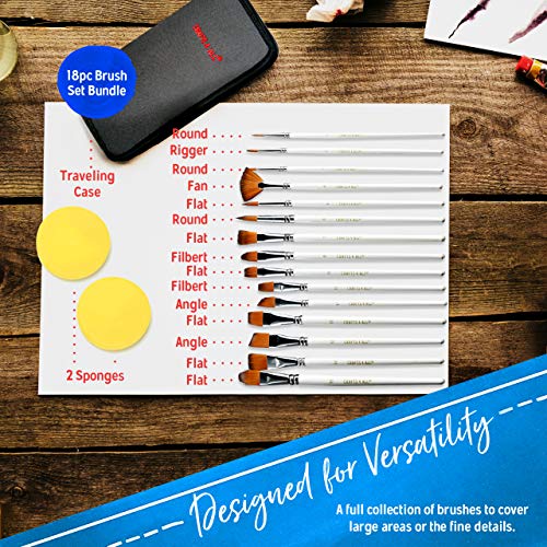 Paint Brushes 18 Pc Professional Paint Brush Set with Palette Knif...