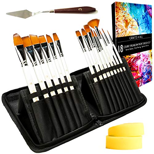 Paint Brushes 18 Pc Professional Paint Brush Set with Palette Knif...
