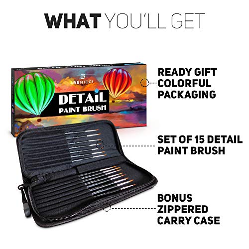 Crafts & Colors Detail Paint Brush Set - 15 Easy Washable Paint Br...