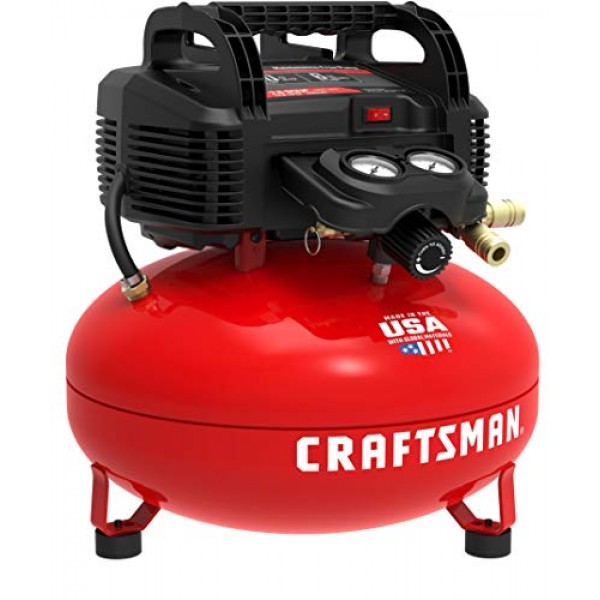 CRAFTSMAN Air Compressor, 6 Gallon, Pancake, Oil-Free with 13 Piec...