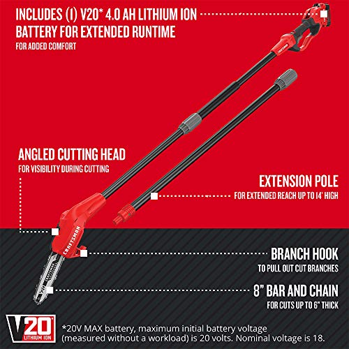 CRAFTSMAN V20 Pole Saw, 14-Foot CMCCSP20M1
