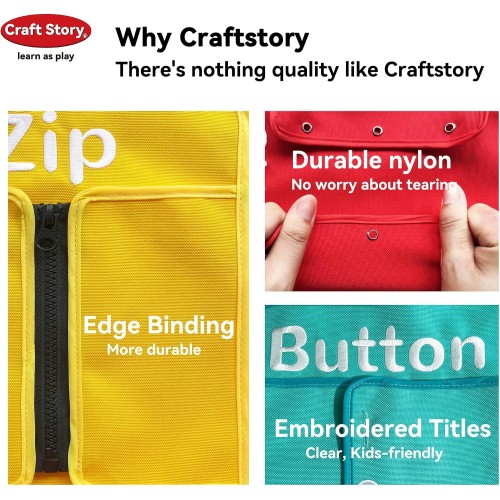 Craftstory Toddlers Montessori Toys Busy-Board for 3 4 5 Year Girls Boys Gifts, Sensory Basic-Life-Kills Shoe-Tying Practice for Kids Fine-Motor Skill Toys Teacher Resoures Preschool Classroom