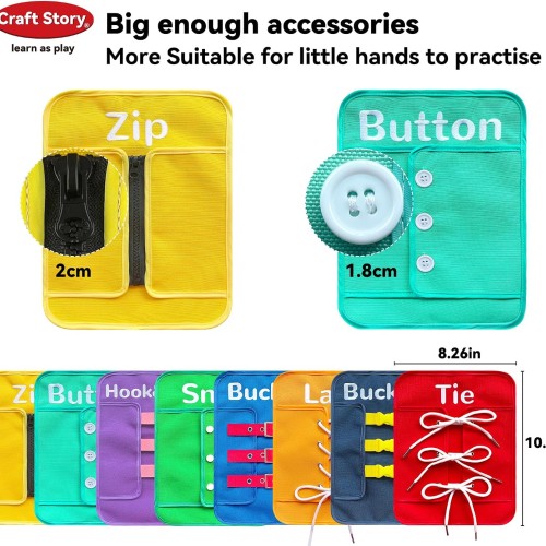 Craftstory Toddlers Montessori Toys Busy-Board for 3 4 5 Year Girls Boys Gifts, Sensory Basic-Life-Kills Shoe-Tying Practice for Kids Fine-Motor Skill Toys Teacher Resoures Preschool Classroom