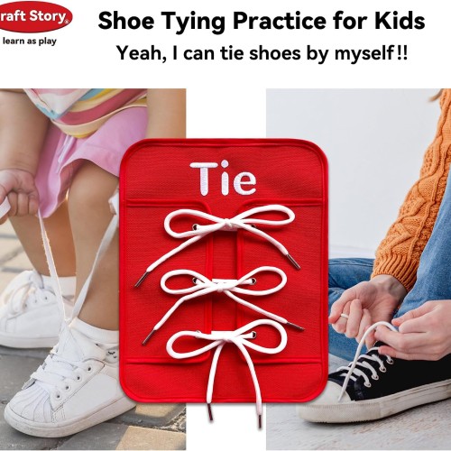 Craftstory Toddlers Montessori Toys Busy-Board for 3 4 5 Year Girls Boys Gifts, Sensory Basic-Life-Kills Shoe-Tying Practice for Kids Fine-Motor Skill Toys Teacher Resoures Preschool Classroom