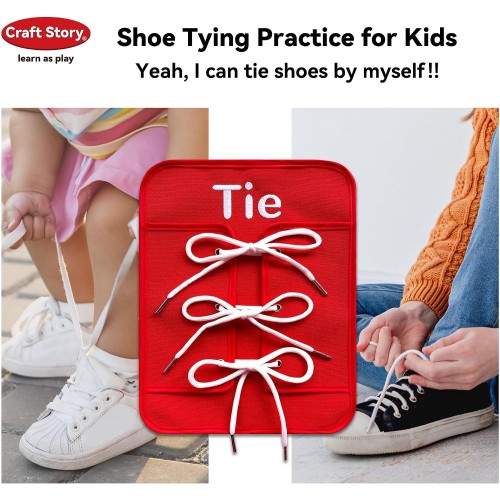 Craftstory Toddlers Montessori Toys Busy-Board for 3 4 5 Year Girls Boys Gifts, Sensory Basic-Life-Kills Shoe-Tying Practice for Kids Fine-Motor Skill Toys Teacher Resoures Preschool Classroom