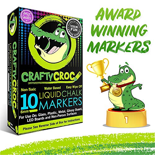 Crafty Croc Liquid Chalk Markers, 10 Pack of Neon Chalk Pens, For ...